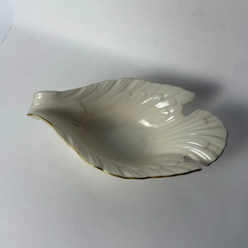 Lenox Dove Collection Open Candy Dish Ivory China 24K Gold Trim Made in USA
